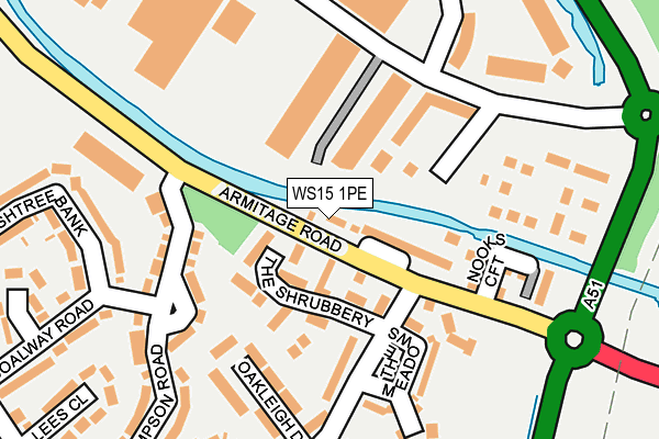 WS15 1PE map - OS OpenMap – Local (Ordnance Survey)