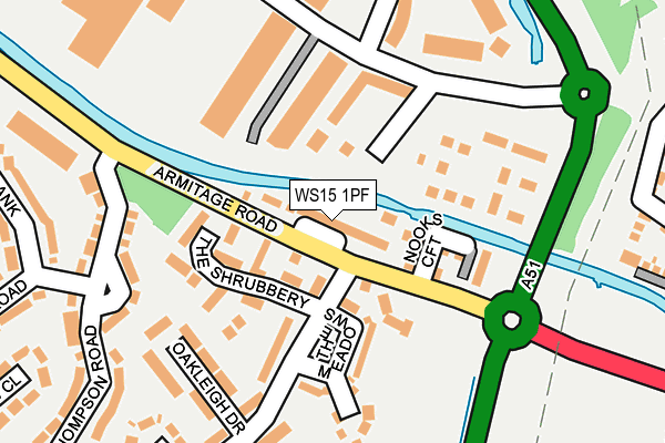 WS15 1PF map - OS OpenMap – Local (Ordnance Survey)