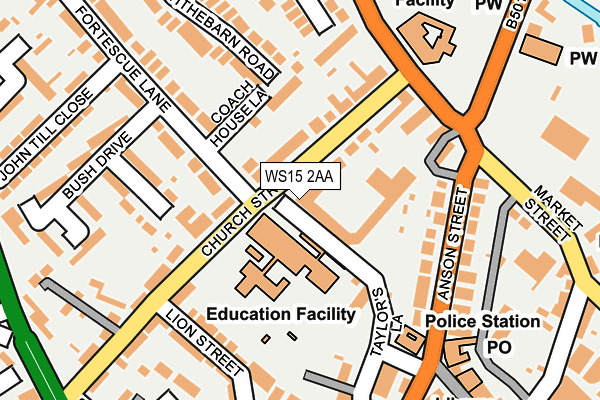 WS15 2AA map - OS OpenMap – Local (Ordnance Survey)