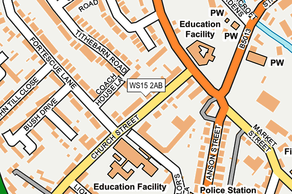 WS15 2AB map - OS OpenMap – Local (Ordnance Survey)
