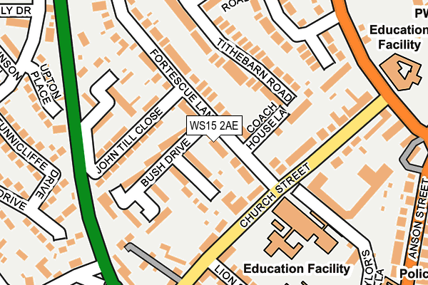 WS15 2AE map - OS OpenMap – Local (Ordnance Survey)