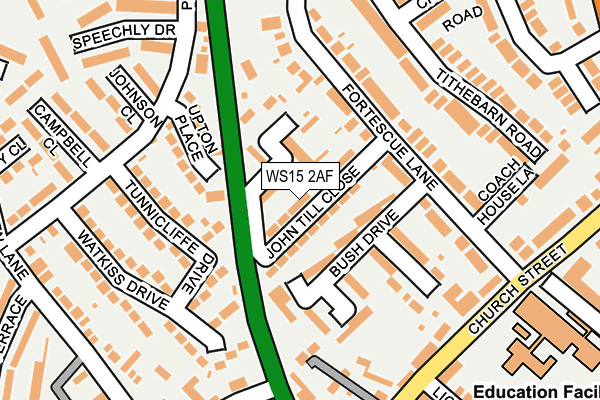WS15 2AF map - OS OpenMap – Local (Ordnance Survey)