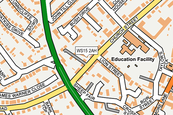 WS15 2AH map - OS OpenMap – Local (Ordnance Survey)