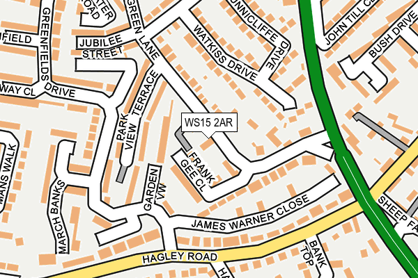 WS15 2AR map - OS OpenMap – Local (Ordnance Survey)