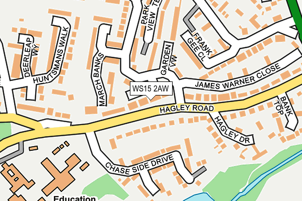 WS15 2AW map - OS OpenMap – Local (Ordnance Survey)