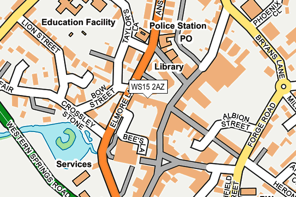 WS15 2AZ map - OS OpenMap – Local (Ordnance Survey)