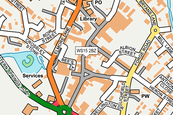 WS15 2BZ map - OS OpenMap – Local (Ordnance Survey)