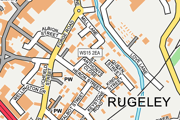 WS15 2EA map - OS OpenMap – Local (Ordnance Survey)