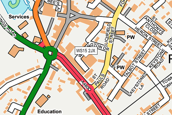 WS15 2JX map - OS OpenMap – Local (Ordnance Survey)