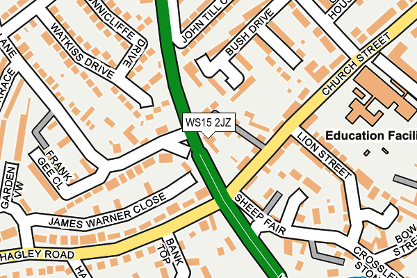 WS15 2JZ map - OS OpenMap – Local (Ordnance Survey)