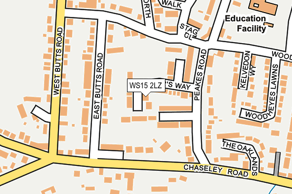 WS15 2LZ map - OS OpenMap – Local (Ordnance Survey)