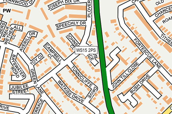 WS15 2PS map - OS OpenMap – Local (Ordnance Survey)