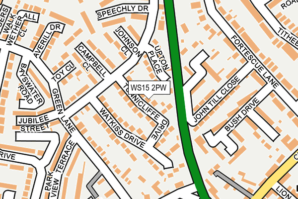 WS15 2PW map - OS OpenMap – Local (Ordnance Survey)
