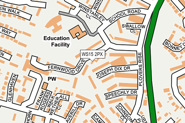 WS15 2PX map - OS OpenMap – Local (Ordnance Survey)