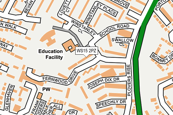 WS15 2PZ map - OS OpenMap – Local (Ordnance Survey)