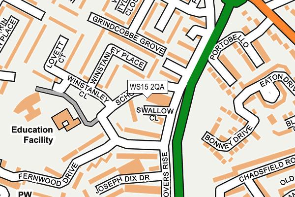 WS15 2QA map - OS OpenMap – Local (Ordnance Survey)