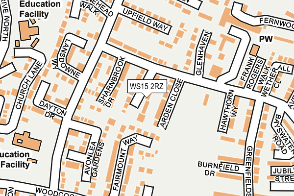 WS15 2RZ map - OS OpenMap – Local (Ordnance Survey)
