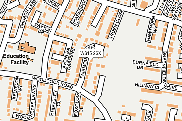 WS15 2SX map - OS OpenMap – Local (Ordnance Survey)