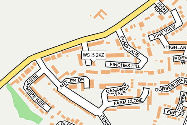 WS15 2XZ map - OS OpenMap – Local (Ordnance Survey)