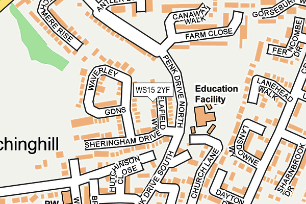 WS15 2YF map - OS OpenMap – Local (Ordnance Survey)