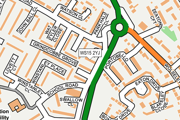 WS15 2YJ map - OS OpenMap – Local (Ordnance Survey)