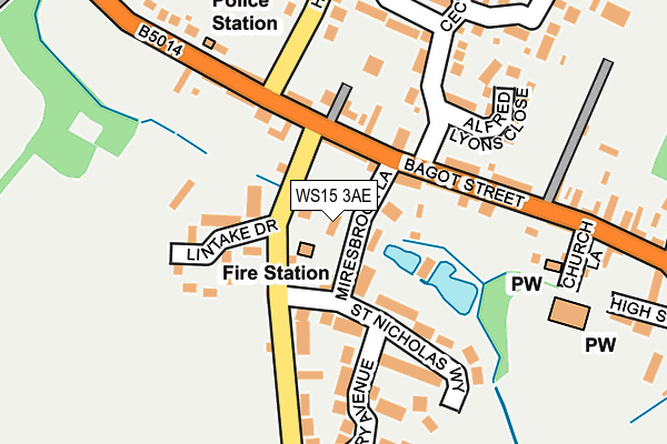 WS15 3AE map - OS OpenMap – Local (Ordnance Survey)