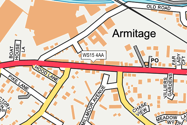 WS15 4AA map - OS OpenMap – Local (Ordnance Survey)