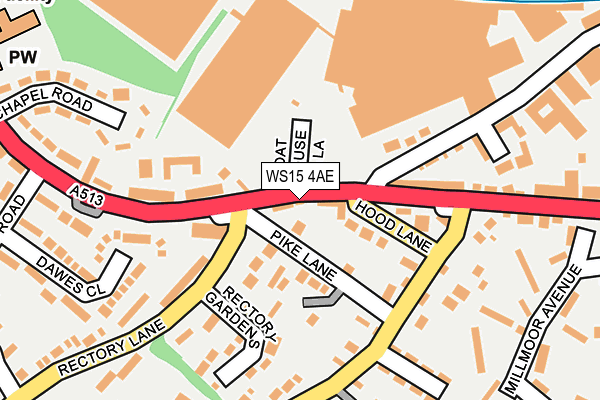 WS15 4AE map - OS OpenMap – Local (Ordnance Survey)