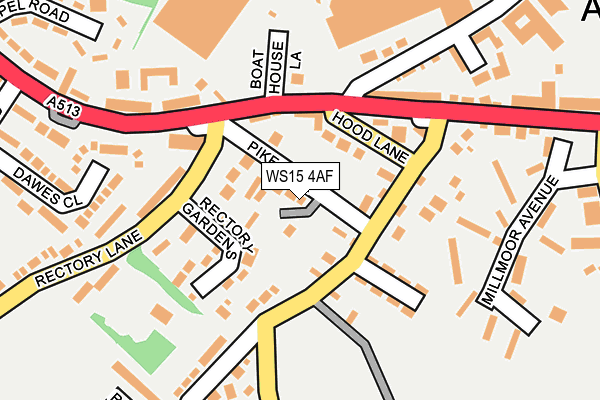 WS15 4AF map - OS OpenMap – Local (Ordnance Survey)