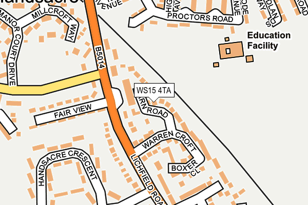 WS15 4TA map - OS OpenMap – Local (Ordnance Survey)