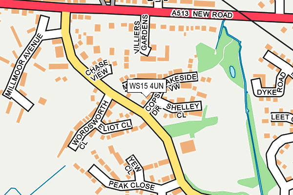 WS15 4UN map - OS OpenMap – Local (Ordnance Survey)