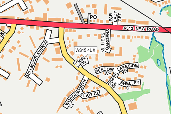 WS15 4UX map - OS OpenMap – Local (Ordnance Survey)