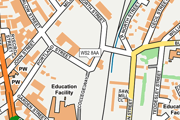 WS2 8AA map - OS OpenMap – Local (Ordnance Survey)