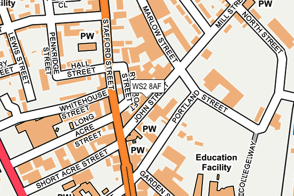 WS2 8AF map - OS OpenMap – Local (Ordnance Survey)