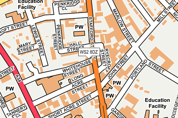 WS2 8DZ map - OS OpenMap – Local (Ordnance Survey)