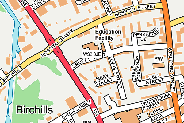 WS2 8JE map - OS OpenMap – Local (Ordnance Survey)