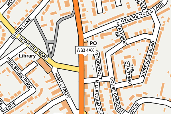 WS3 4AX map - OS OpenMap – Local (Ordnance Survey)