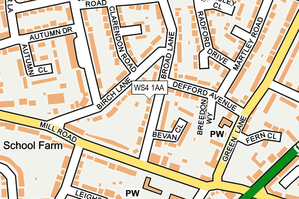 WS4 1AA map - OS OpenMap – Local (Ordnance Survey)