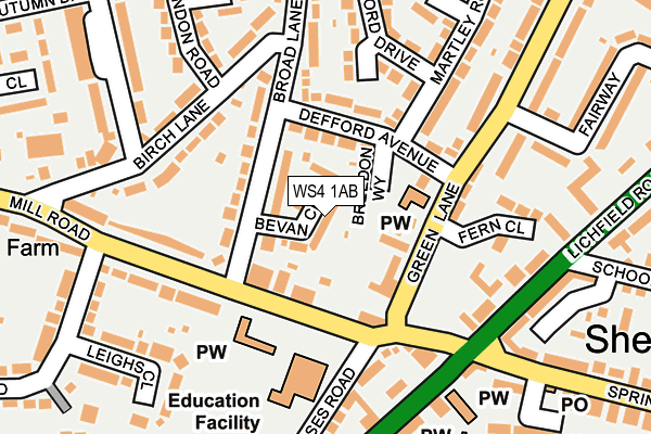 WS4 1AB map - OS OpenMap – Local (Ordnance Survey)