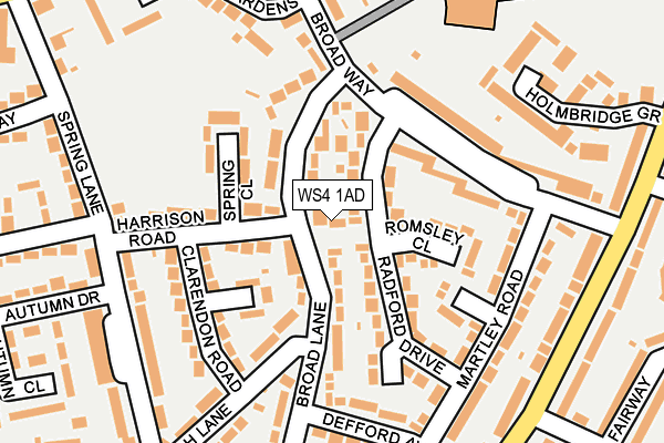 WS4 1AD map - OS OpenMap – Local (Ordnance Survey)