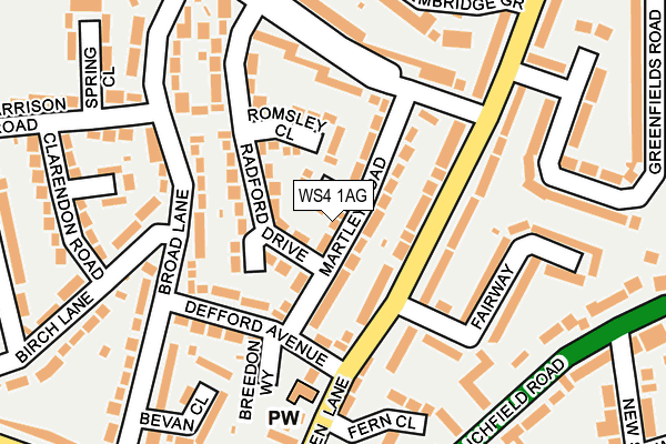 WS4 1AG map - OS OpenMap – Local (Ordnance Survey)