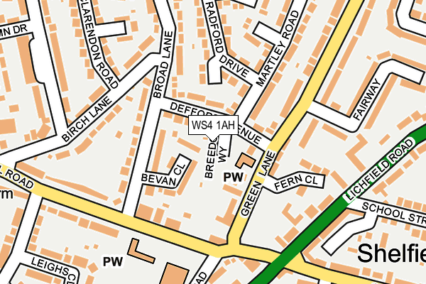 WS4 1AH map - OS OpenMap – Local (Ordnance Survey)