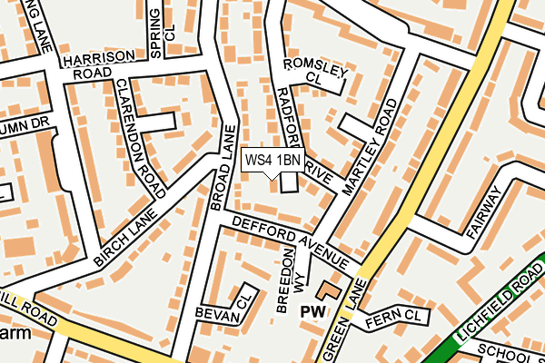 WS4 1BN map - OS OpenMap – Local (Ordnance Survey)