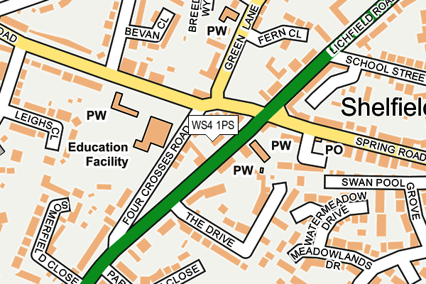 WS4 1PS map - OS OpenMap – Local (Ordnance Survey)