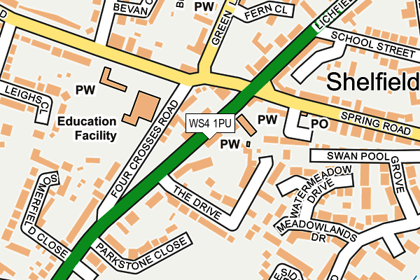 WS4 1PU map - OS OpenMap – Local (Ordnance Survey)