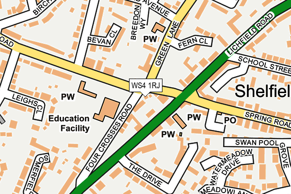 WS4 1RJ map - OS OpenMap – Local (Ordnance Survey)