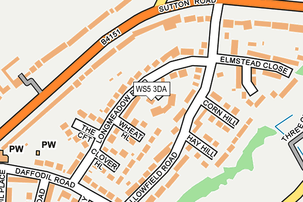 WS5 3DA map - OS OpenMap – Local (Ordnance Survey)