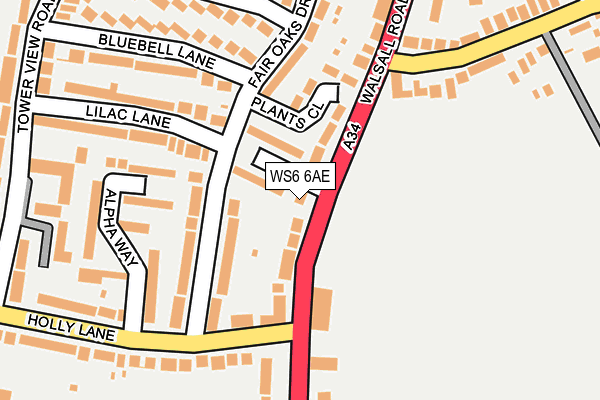 WS6 6AE map - OS OpenMap – Local (Ordnance Survey)