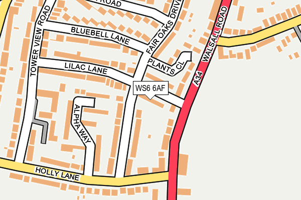 WS6 6AF map - OS OpenMap – Local (Ordnance Survey)