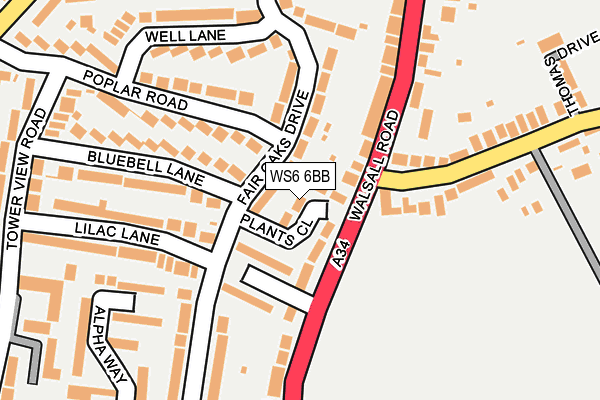 WS6 6BB map - OS OpenMap – Local (Ordnance Survey)